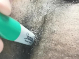 Asian guy twerks with Sharpie and big cock