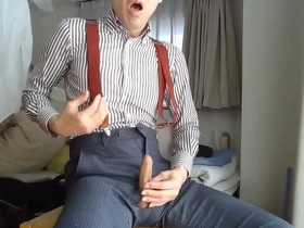 Gay masturbation with a professional looking man