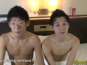 Young Japanese twinks engaging in hardcore anal sex with blowjobs and cumshots