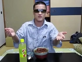 Junpei, a Japanese gay boy, cooks curry with pork cutlet and eats it.