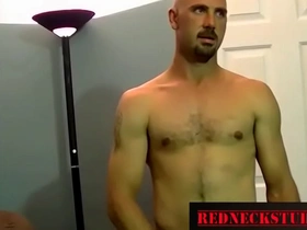 Get covered in hot cum from an ex-con stud's big red cock