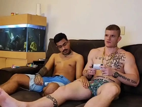 Two gay guys having fun and pleasuring each other