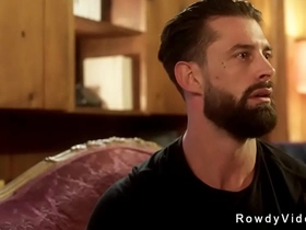 Married gay man engages in bareback anal with a tattooed stud at his place