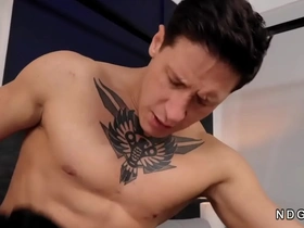 Young gay man's taboo encounter with older stepbrother in steamy bedroom anal sex scene