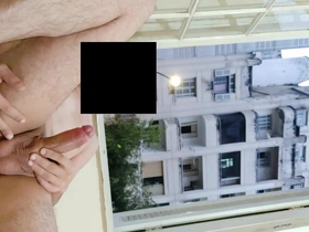 Daring solo play exposed through an open window for neighborhood view