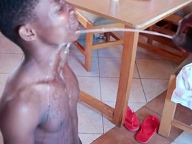 Young African gay twinks having raw sex and engaging in piss play