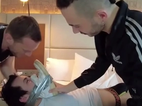 Brett Tyler is dominated by Master Giacomo and Dark Hermes in intense gay action