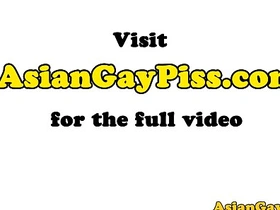 Gay Asian men drinking urine and ejaculating