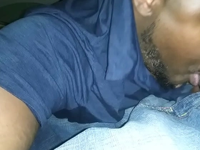 Chocolate-skinned performer showcases headspin and head skills in random gay video